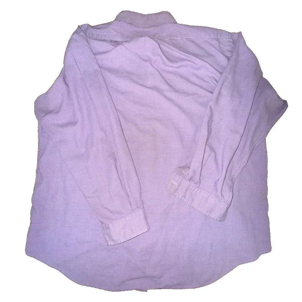 Ralph Lauren Yarmouth‎ Cotton Button Down Purple Plaid Dress Shirt Sz 17 - 34/35
